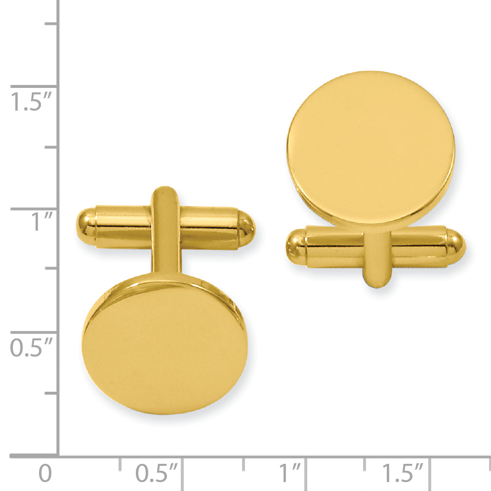 Kelly Waters Gold-plated Polished Round Engravable Cuff Links