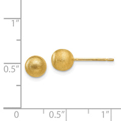 14K Gold Satin Ball Post Earrings for Women Elegant 6mm Solid Design