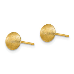 14K Gold Satin Button Earrings with Post Back 7mm Elegant Design