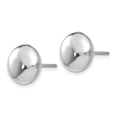 14K White Gold Polished Button Earrings with Rhodium Finish
