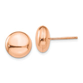 14k Rose Polished 10.5mm Button Post Earrings