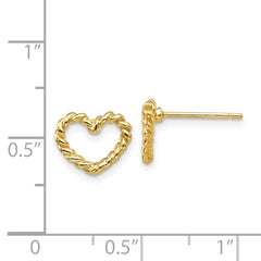 14K Gold Heart Post Earrings with Polished Finish for Women