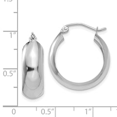 14K White Gold Polished Hoop Earrings with Rhodium Finish 14mm Elegant Style