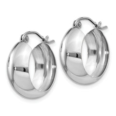 14K White Gold Polished Fancy Hoop Earrings with Rhodium Finish Elegant and Timeless