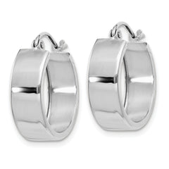 14K White Gold Polished Fancy Hoop Earrings with Rhodium Finish