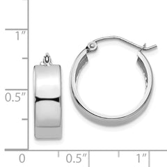 14K White Gold Polished Fancy Hoop Earrings with Rhodium Finish