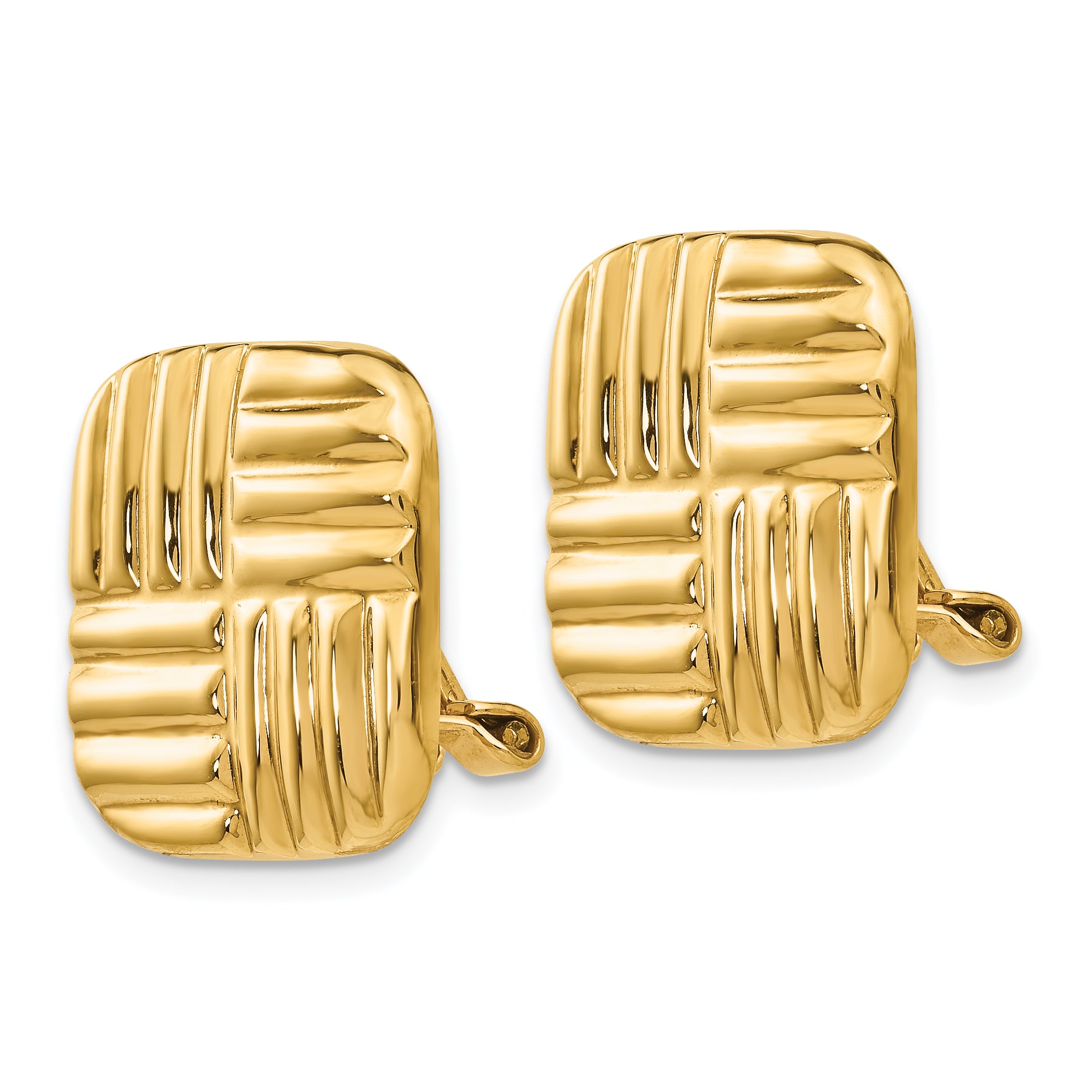 14k Non-pierced Basket weave Earrings
