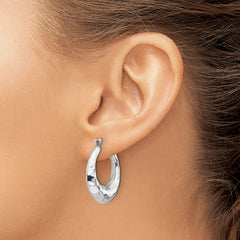 14K White Gold Hammered Hoop Earring Jackets with Rhodium Finish
