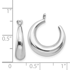 14K White Gold Polished Earring Jackets with Rhodium Finish Elegant Creole Style