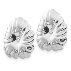14K White Gold Floral Earring Jackets with Rhodium Finish Elegant Enhancers for Timeless Style
