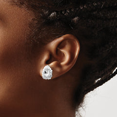 14K White Gold Floral Earring Jackets with Rhodium Finish Elegant Enhancers for Timeless Style
