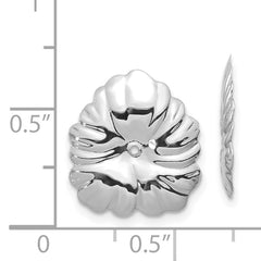 14K White Gold Floral Earring Jackets with Rhodium Finish Elegant Enhancers for Timeless Style