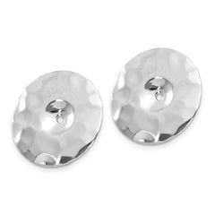 14K White Gold Hammered Disc Earring Jackets with Polished Finish for Women