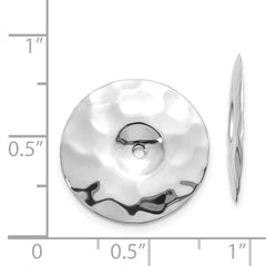 14K White Gold Hammered Disc Earring Jackets with Polished Finish for Women