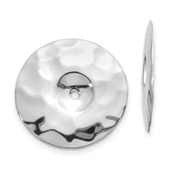 14k White Gold Polished Hammered Disc Earring Jackets