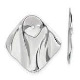 14k White Gold Polished Hammered Square Earring Jackets
