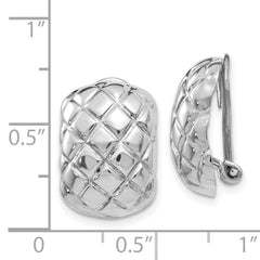 14k White Gold Polished Quilted Non-pierced Omega Back Earrings