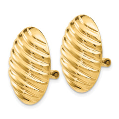 14K Gold Polished Button Omega Back Earrings for Non-Pierced Ears