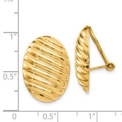 14K Gold Polished Button Omega Back Earrings for Non-Pierced Ears