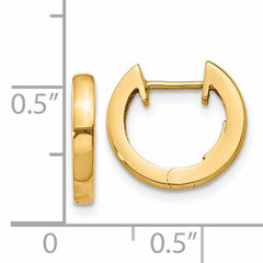 14K Gold Polished Hinged Hoop Earrings 2.5mm Unisex Classic Huggie Style