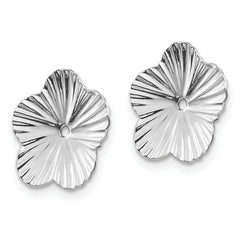 14K White Gold Earring Jackets with Rhodium Plating Elegant Solid Design