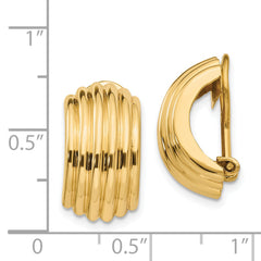 14K Gold Polished Non-Pierced Omega Clip J-Hoop Earrings for Women