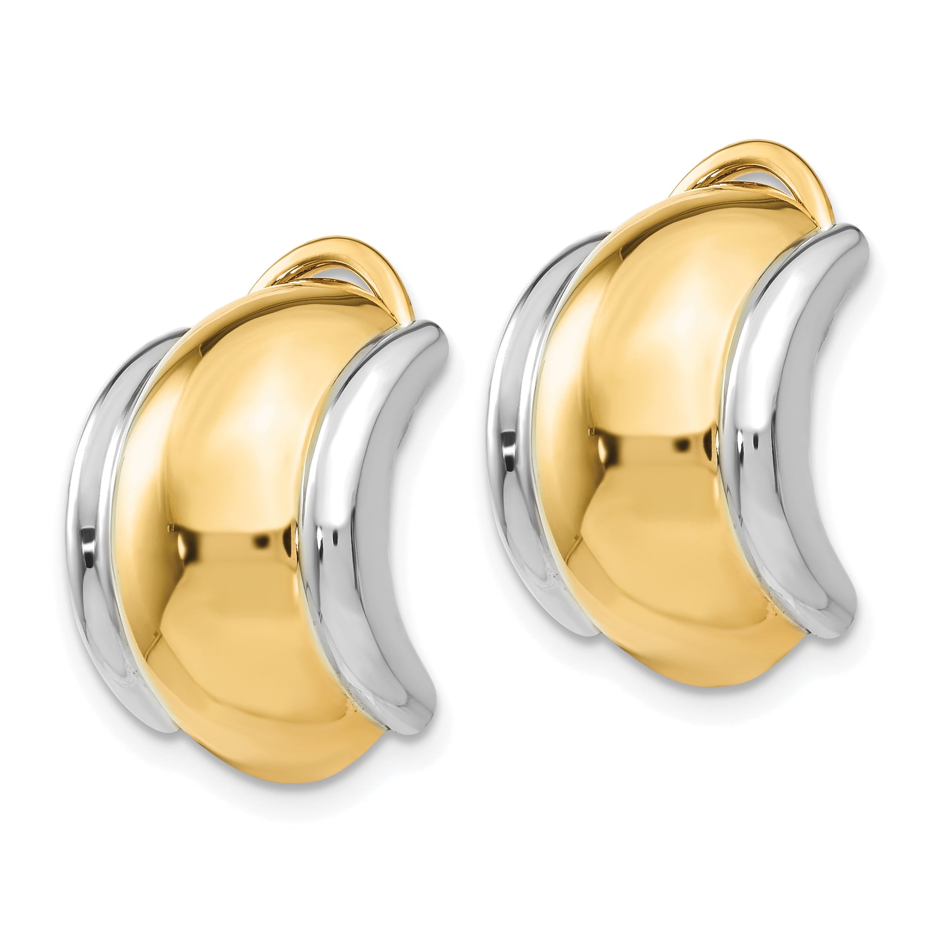 14k with Rhodium Omega Clip Non-pierced Earrings