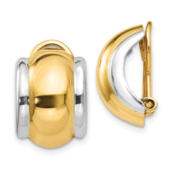 14k with Rhodium Omega Clip Non-pierced Earrings