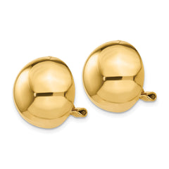 14K Gold Half Ball Non-Pierced Button Earrings, Polished 16mm