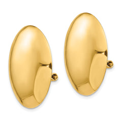 14K Gold Polished Omega Clip Earrings for Non-Pierced Ears Elegant Hollow Design