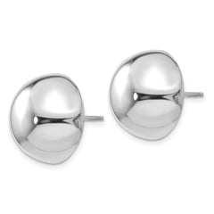 14K White Gold Polished 16mm Half Ball Earrings with Rhodium Finish