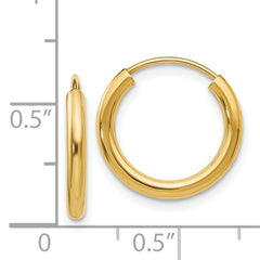 14k Polished Round Endless 2mm Hoop Earrings