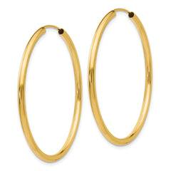 14K Gold Polished Endless Hoop Earrings for Women 40mm, Elegant Classic Design