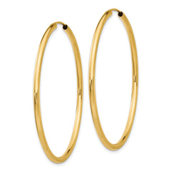 14K Gold Polished Endless Hoop Earrings 45mm Elegant Timeless Style