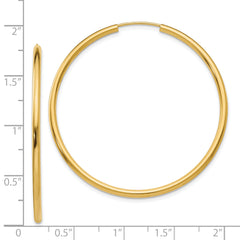 14K Gold Polished Endless Hoop Earrings 45mm Elegant Timeless Style