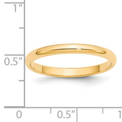 14k Yellow Gold 2.5mm Half Round Wedding Band Size 4