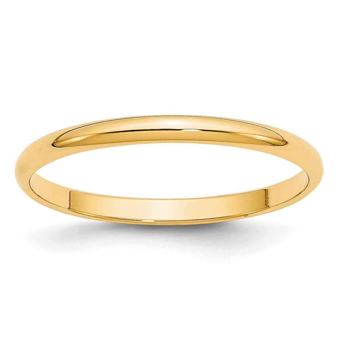 14k Yellow Gold 2mm Lightweight Half Round Wedding Band Size 14