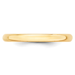 14k Yellow Gold 2.5mm Lightweight Half Round Wedding Band Size 4