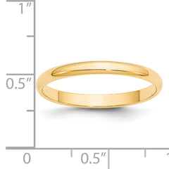 14k Yellow Gold 2.5mm Lightweight Half Round Wedding Band Size 4