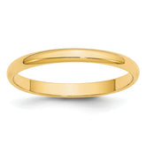 14k Yellow Gold 2.5mm Lightweight Half Round Wedding Band Size 14