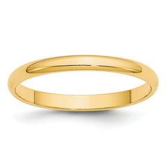 14k Yellow Gold 2.5mm Lightweight Half Round Wedding Band Size 14