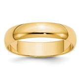 14k Yellow Gold 5mm Lightweight Half Round Wedding Band Size 14