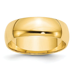 14k Yellow Gold 6mm Lightweight Half Round Wedding Band Size 14