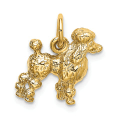 14K Gold 3D Poodle Charm with Polished Finish Elegant & Detailed