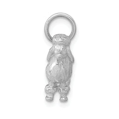 14K White Gold 3D Poodle Charm with Polished Rhodium Finish