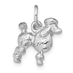 14K White Gold 3D Poodle Charm with Polished Rhodium Finish