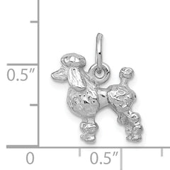 14K White Gold 3D Poodle Charm with Polished Rhodium Finish