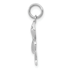 14K White Gold Polished Snake Charm for Men Elegant Rhodium Finish