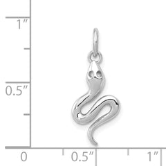 14K White Gold Polished Snake Charm for Men Elegant Rhodium Finish