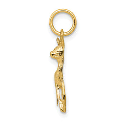 14K Gold Polished Deer Charm with Open-Back Design Elegant and Themed
